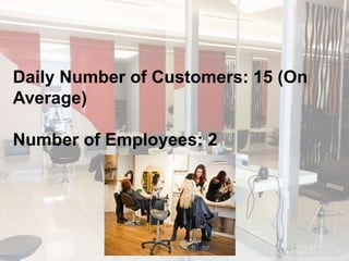 Daily Number of Customers: 15 (On 
Average) 
Number of Employees: 2 
 