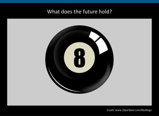 What does the future hold?
Credit: www.clipartbest.com/8balllogo
 