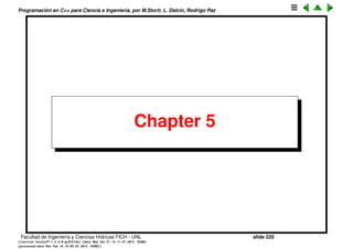 Programaci´on en C++ para Ciencia e Ingenier´ıa, por M.Storti, L. Dalc´ın, Rodrigo Paz
Objetos const y funciones de la clase (cont.)
Entonces el compilador chequea que si un objeto es const s´olo pueden ser
llamados sobre el funciones y m´etodos que no lo modiﬁcan, es decir que lo
declaran const.
1 const A a1;
2 a1.f(); // OK, f es const
3 a1.g(); // ERROR, g no es const
4
5 void h(A &a) {
6 a.g(); // OK a no es const
7 }
8
9 void h2(const A &a) {
10 a.f(); // OK, f es const
11 a.g(); // ERROR, g no es const
12 }
Facultad de Ingenier´ıa y Ciencias H´ıdricas FICH - UNL slide 220
((version texstuff-1.2.9-12-ge83ced6) (date Wed May 27 12:15:38 2015 -0300)
(processed-date Wed May 27 12:45:10 2015 -0300))
 