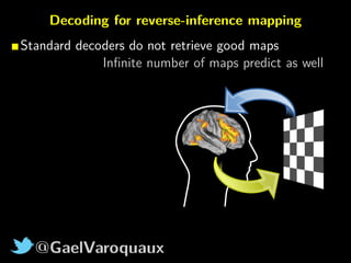 @GaelVaroquaux
Decoding for reverse-inference mapping
Standard decoders do not retrieve good maps
Inﬁnite number of maps predict as well
 
