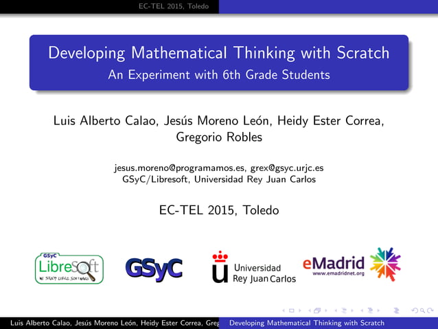 Developing Mathematical Thinking with Scratch: An Experiment with 6th ...