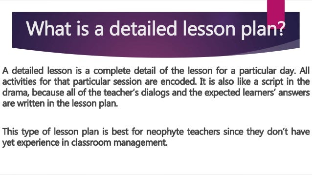 What is a detailed lesson plan?