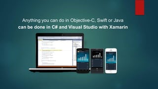 Anything you can do in Objective-C, Swift or Java
can be done in C# and Visual Studio with Xamarin
 