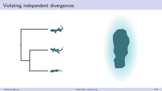 Violating independent divergences
Shared divergences Jamie Oaks – phyletica.org 5/35
 