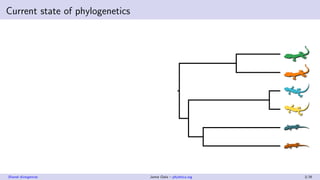 Current state of phylogenetics
Shared divergences Jamie Oaks – phyletica.org 3/35
 