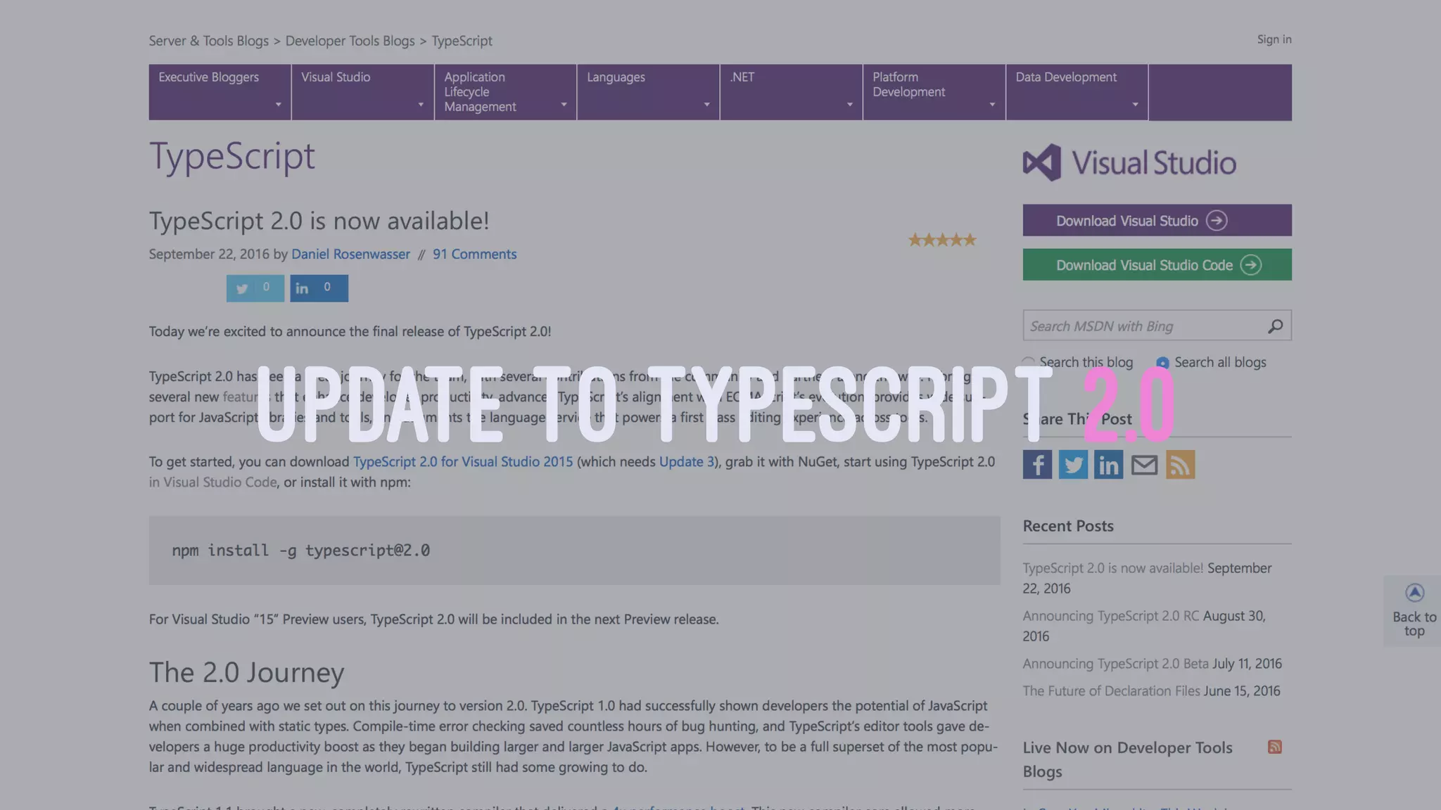UPDATE TO TYPESCRIPT 2.0
 