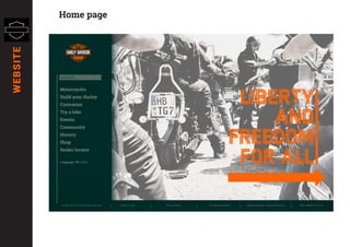 Home pageWEBSITE
Search
Motorcycles
Build your Harley
Customize
Try a bike
Events
Community
History
Shop
Dealer locator
Language: FR / ENG
© 2001-2015 H-D. All rights reserved. Terms of Use Privacy Policy We Care About You Harley-Davidson Financial Services View Mobile H-D.com
liberty
and
freedom
for all
 
