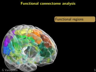 Functional connectome analysis
Functional regions
G Varoquaux 3
 