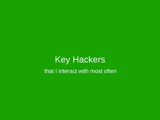 Key Hackers
that I interact with most often
 