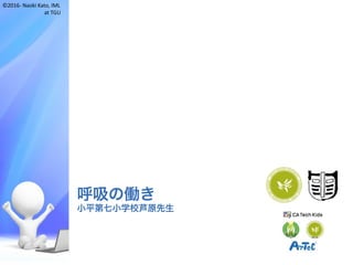 ©2016- Naoki	Kato,	IML
at	TGU
呼吸の働き
小平第七小学校芦原先生
Kato Lab.
 
