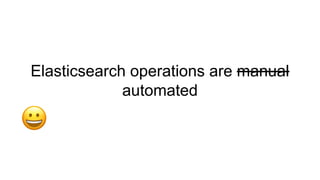 Elasticsearch operations are manual
automated
 