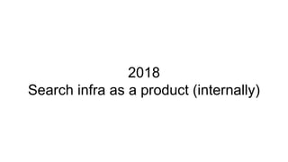 2018
Search infra as a product (internally)
 