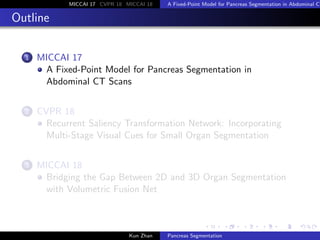 MICCAI 17 CVPR 18 MICCAI 18 A Fixed-Point Model for Pancreas Segmentation in Abdominal CT
Outline
1 MICCAI 17
A Fixed-Poin...