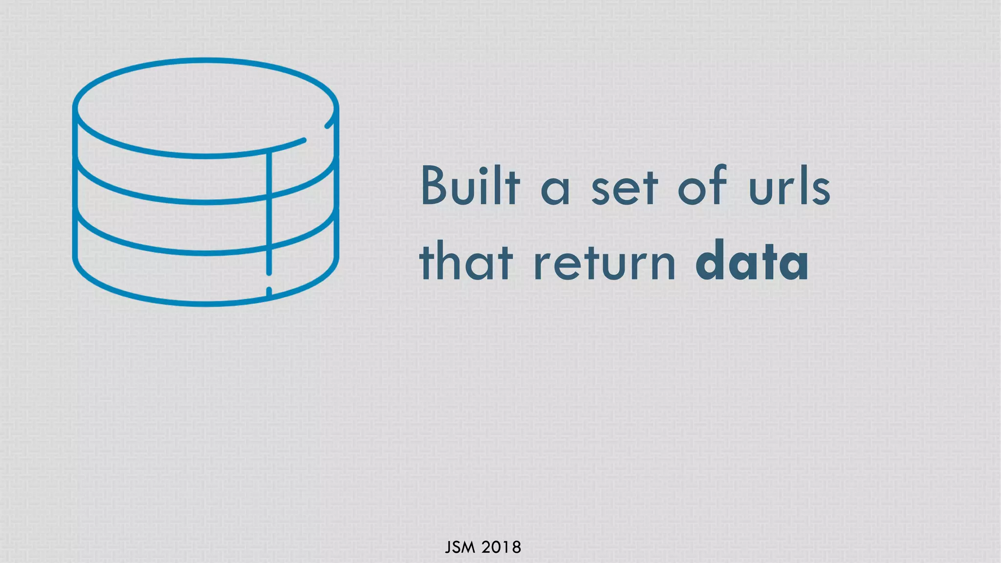 JSM 2018
Built a set of urls
that return data
 