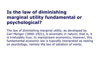 Law of diminishing marginal utility in daily examples | PPT