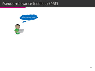 Pseudo-relevance feedback (PRF)
Information need
33
 