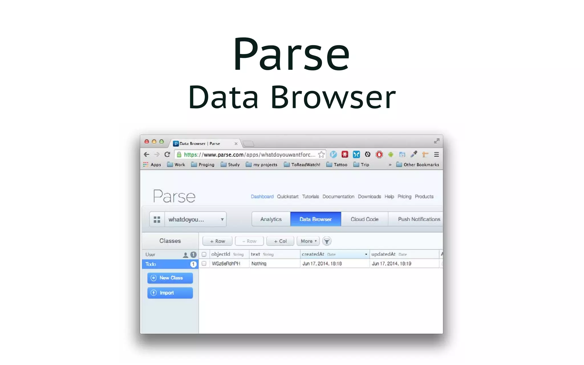 Parse
Data Browser
 
