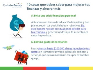 10 cosas que debes saber para mejorar tus finanzas y ahorrar más | PDF