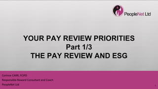 Corinne CARR, FCIPD
Responsible Reward Consultant and Coach
PeopleNet Ltd
YOUR PAY REVIEW PRIORITIES
Part 1/3
THE PAY REVIEW AND ESG
1
 