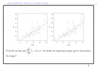 Arthur CHARPENTIER - ACT2040 - Actuariat IARD - Hiver 2013




                              n
C’est lié au fait que             εi = 0, i.e. “la droite de régression passe par le barycentre
                            i=1
du nuage”.



                                                                                           3
 