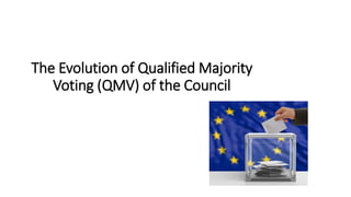 The Evolution of Qualified Majority
Voting (QMV) of the Council
 