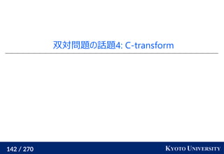 142 / 270 KYOTO UNIVERSITY
双対問題の話題4: C-transform
 