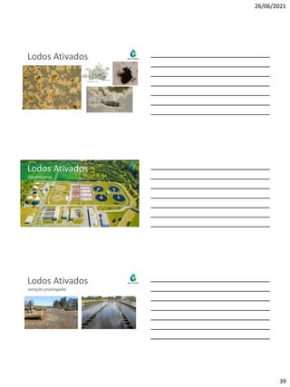 26/06/2021
39
Lodos Ativados
Lodos Ativados
Lodos Ativados
convencional
Lodos Ativados
aeração prolongada
 