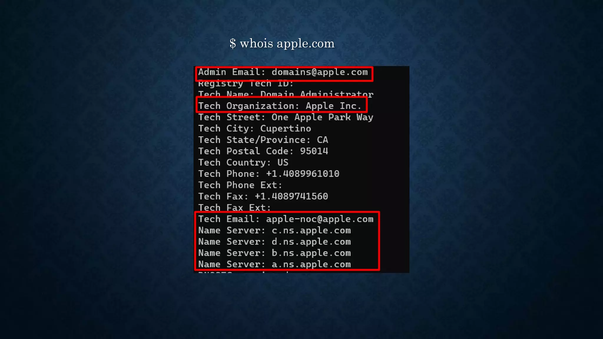 $ whois apple.com
 