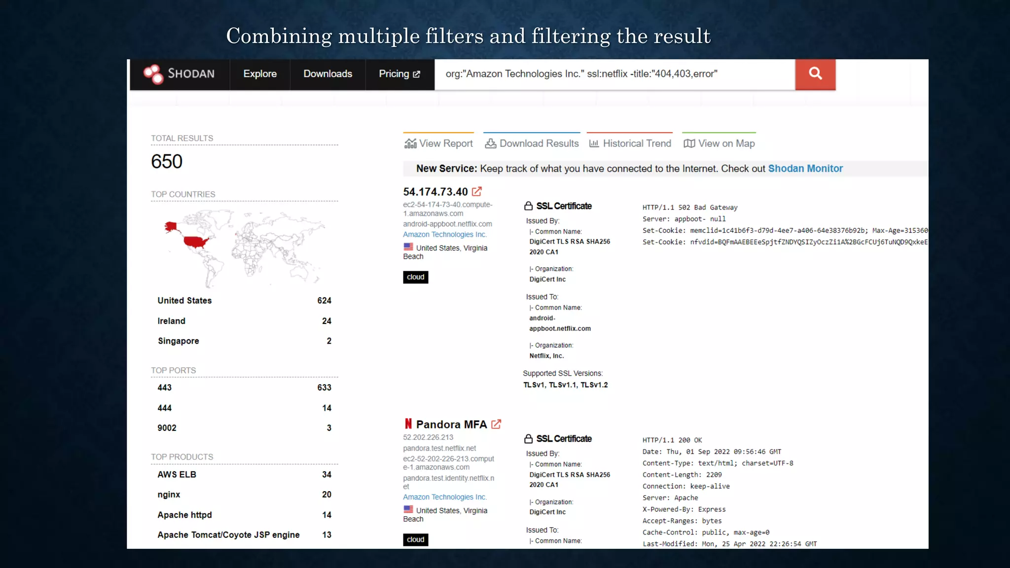 Combining multiple filters and filtering the result
 