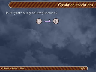 C. Soueidi, Y. Falcone, S. Hallé
Is it "just" a logical implication?
Qualified conditions
↑
φ ψ
 