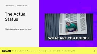 5
Davide Imola • Ludovico Russo
The Actual
Status
What might go(lang) wrong this time?
 