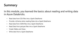 lesson 3: azure databricks spark tutorial azure... Azure Data serices and databricks architecture | PPTX