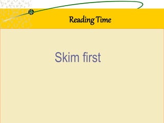 Reading Time
Skim first
 
