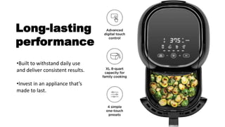 Long-lasting performance
Long-lasting
performance
•Built to withstand daily use
and deliver consistent results.
•Invest in an appliance that’s
made to last.
 