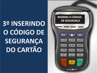 3º INSERINDO
O CÓDIGO DE
SEGURANÇA
DO CARTÃO
 