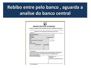 Rebibo entre pelo banco , aguarda a
analise do banco central
 