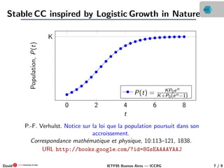 Stable CC inspired by Logistic Growth in Nature
0 2 4 6 8
K
t
Population,P(t)
P(t) = KP0ert
K+P0(ert −1)
P.-F. Verhulst. N...