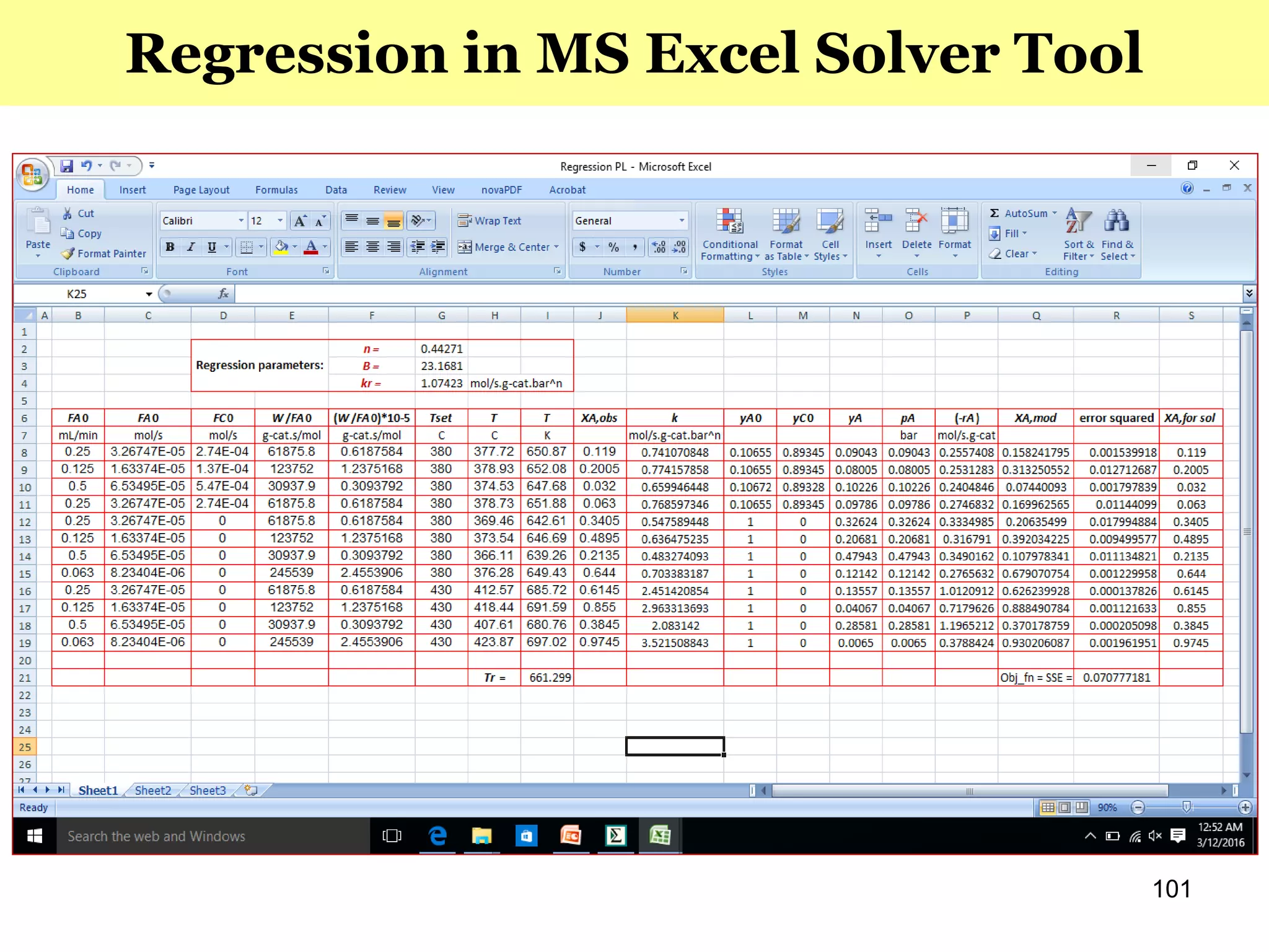 Regression in MS Excel Solver Tool
101
 