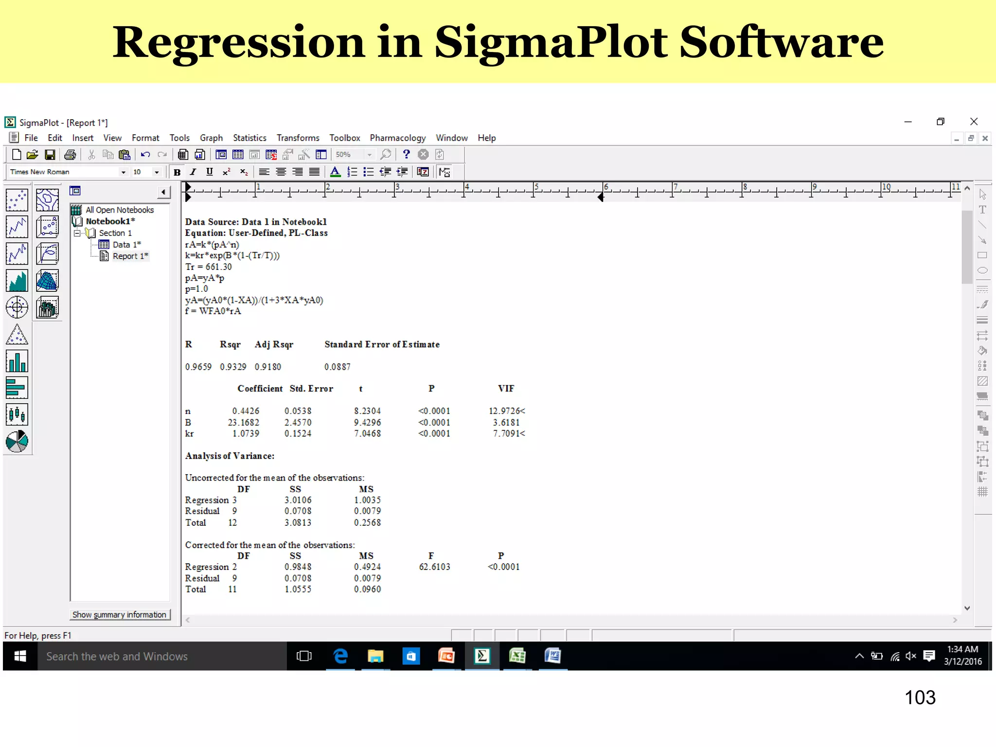 Regression in SigmaPlot Software
103
 