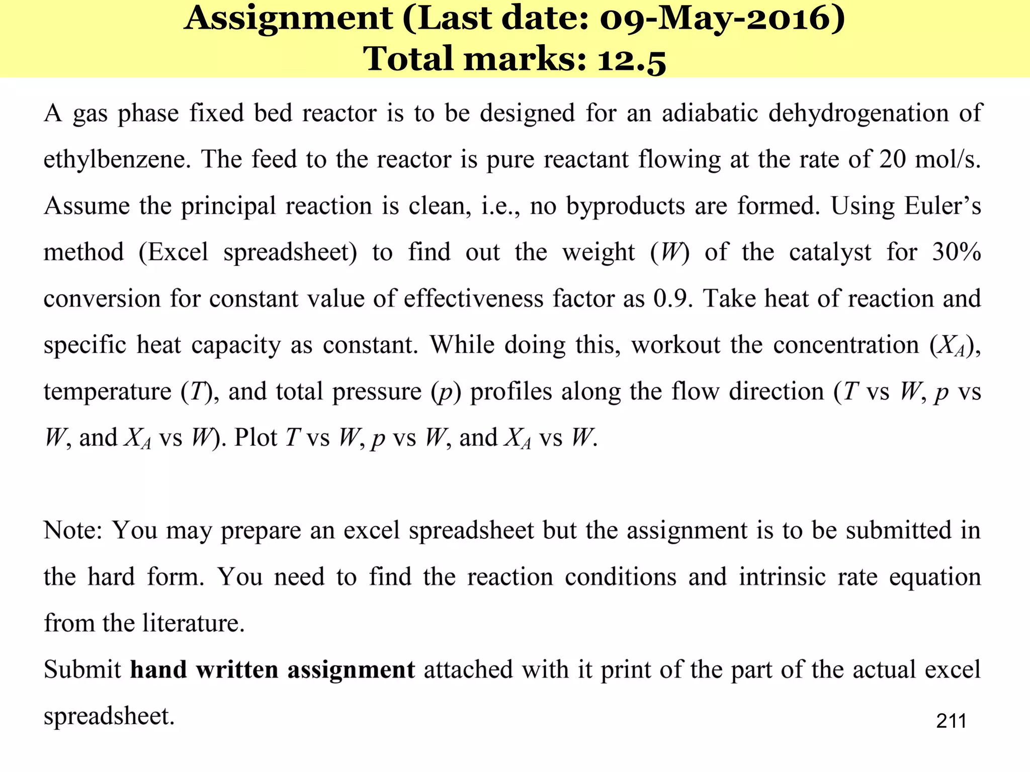 211
Assignment (Last date: 09-May-2016)
Total marks: 12.5
 