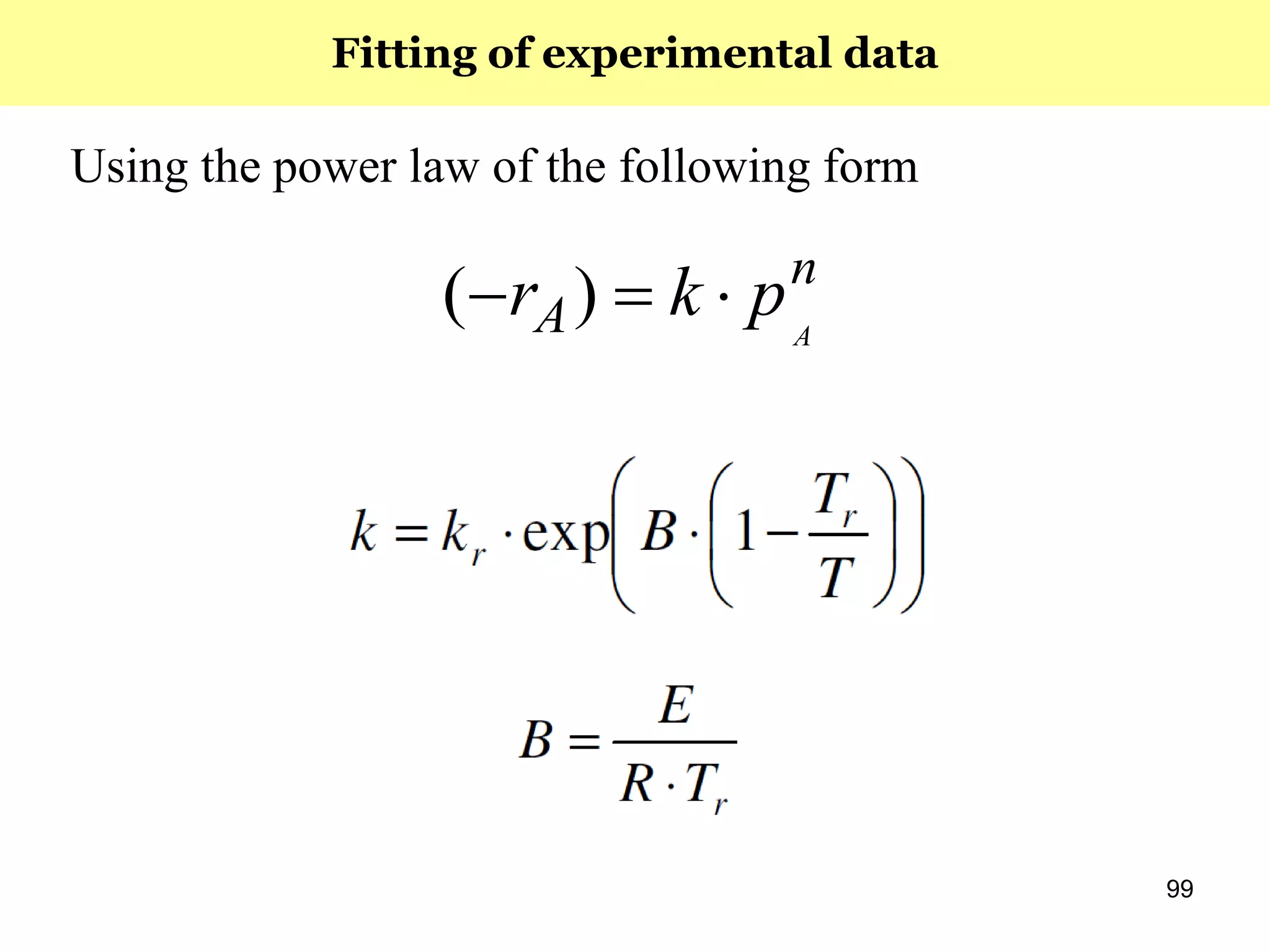 99
Using the power law of the following form
n
A A
pkr  )(
Fitting of experimental data
 