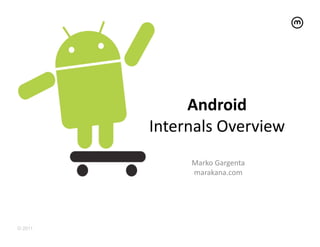 Android	
  
         Internals	
  Overview	
  
                Marko	
  Gargenta	
  
                marakana.com	
  




© 2011
 