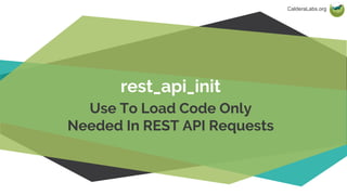CalderaLabs.org
rest_api_init
Use To Load Code Only
Needed In REST API Requests
 