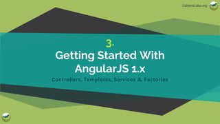 CalderaLabs.org
3.
Getting Started With
AngularJS 1.x
Controllers, Templates, Services & Factories
 