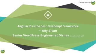 “
CalderaLearn.com
AngularJS is the best JavaScript Framework.
-- Roy Sivan
Senior WordPress Engineer at Disney (so you kn...