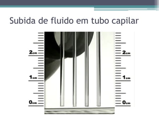 Subida de fluido em tubo capilar
 