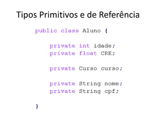 Tipos Primitivos e de Referência
 
