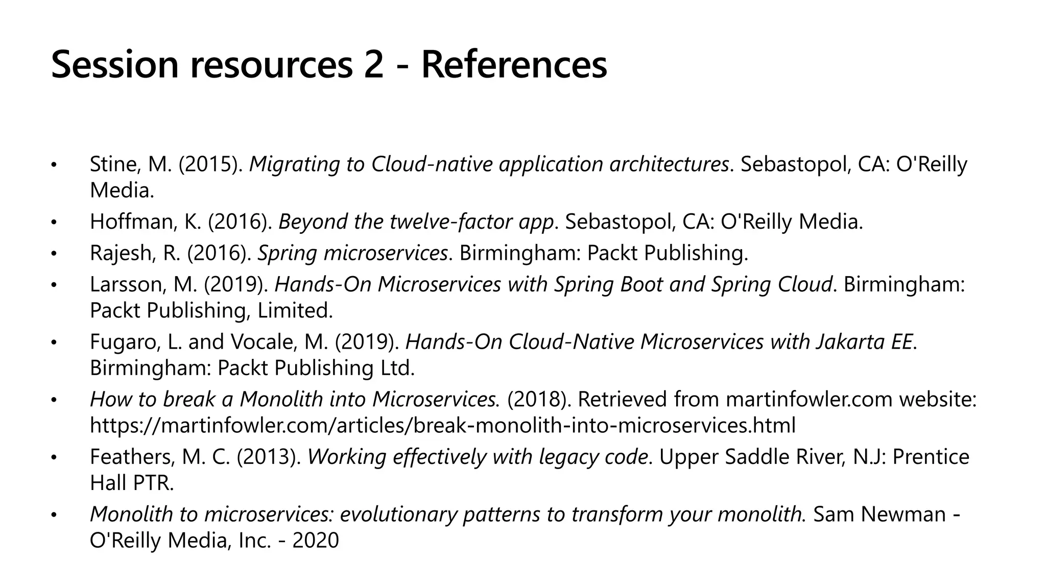 Session resources 2 - References
 
