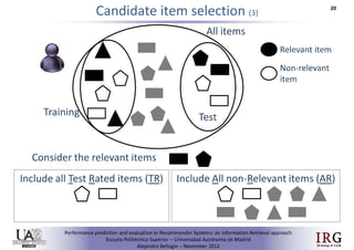 Performance prediction and evaluation in Recommender Systems: an Information Retrieval perspective