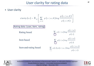 Performance prediction and evaluation in Recommender Systems: an Information Retrieval perspective